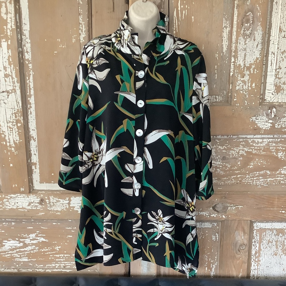 Lior Paris Wire Collar DORA Floral  Print Tunic, L, EUC